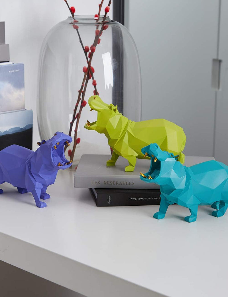 Amoy-Art Nilpferd Skulptur Arts Hippo Figuren Modern Dekor Statue Tier Geschenk Polyresin Wohnzimmer