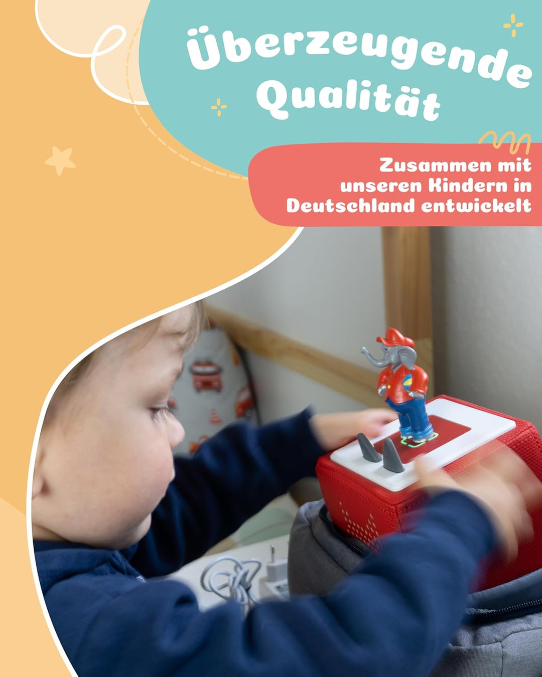 JP Journey Tasche für Toniebox - BoxBag für Figuren, Box und Zubehör auf Reisen und im Auto (Grau-Ro