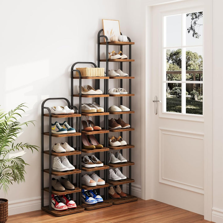 Dripex Vertikales Schuhregal mit 6 Ebenen, Schuhablage schmal Metall, Verstellbar Ablage, platzspare