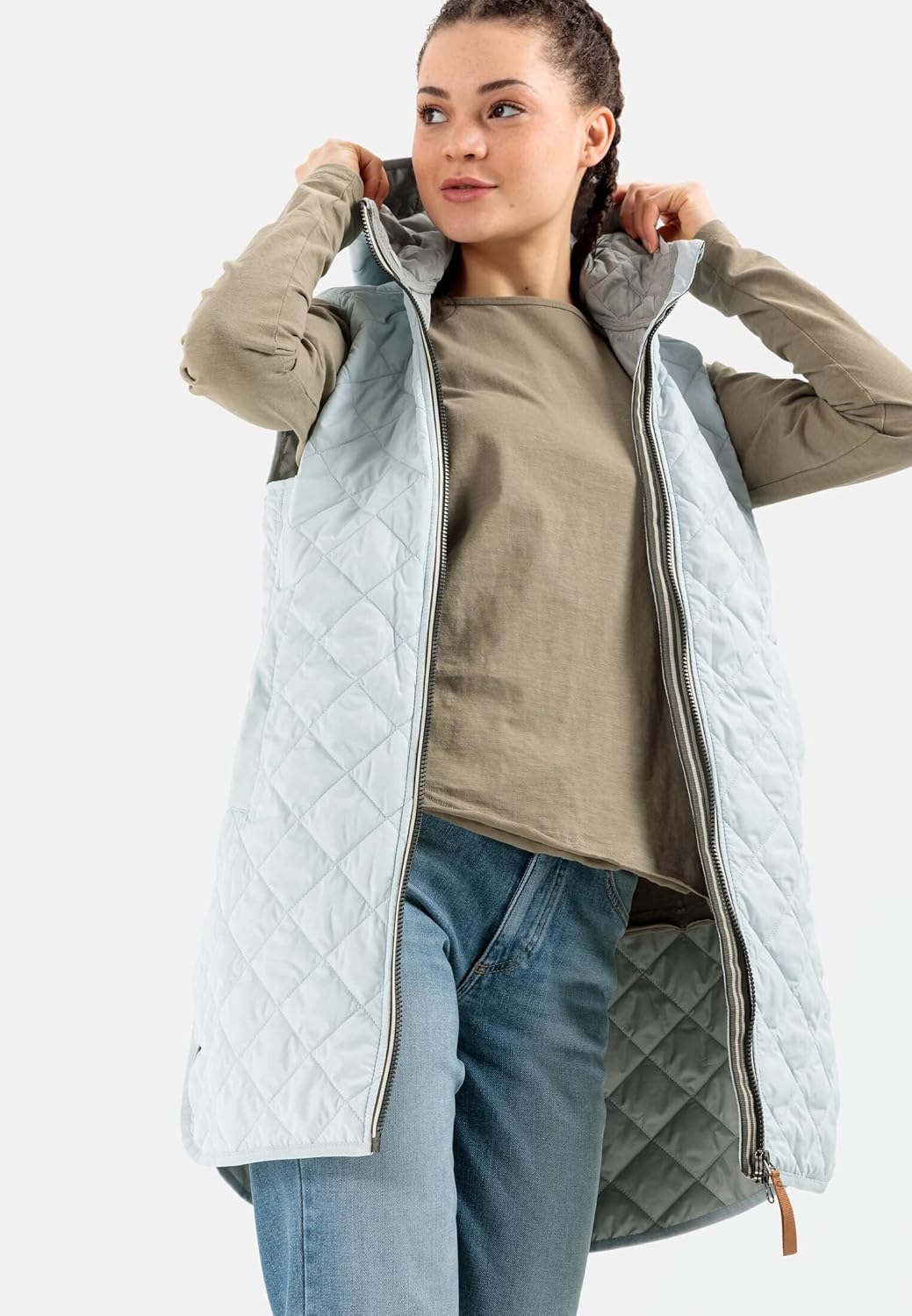 camel active Damen Steppweste aus recyceltem Polyester, 36 Hellblau
