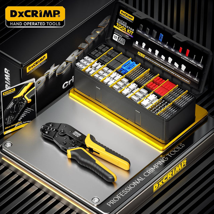 DxCRIMP JST Crimpzange Stecker Set, 20 Typen JST-XH/SYP 2,5mm & 2,54mm Servo Steckverbinder, 0,03-0,