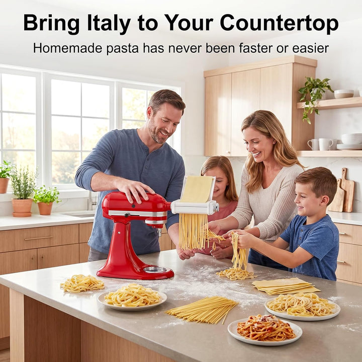 COFUN Nudelaufsatz für KitchenAid Küchenmaschinen, 3-in-1 Nudelmaschine mit abnehmbarer Führungsplat