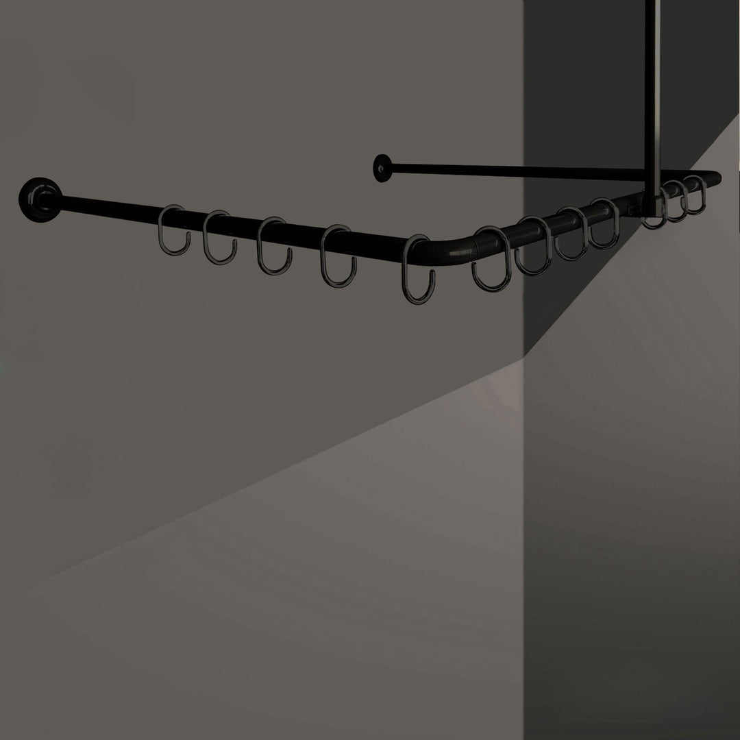 Winkelstange Duschvorhang Stange Anthrazit Weiss Silber Schwarz Bad Stange Winkel, U und L-Form inkl