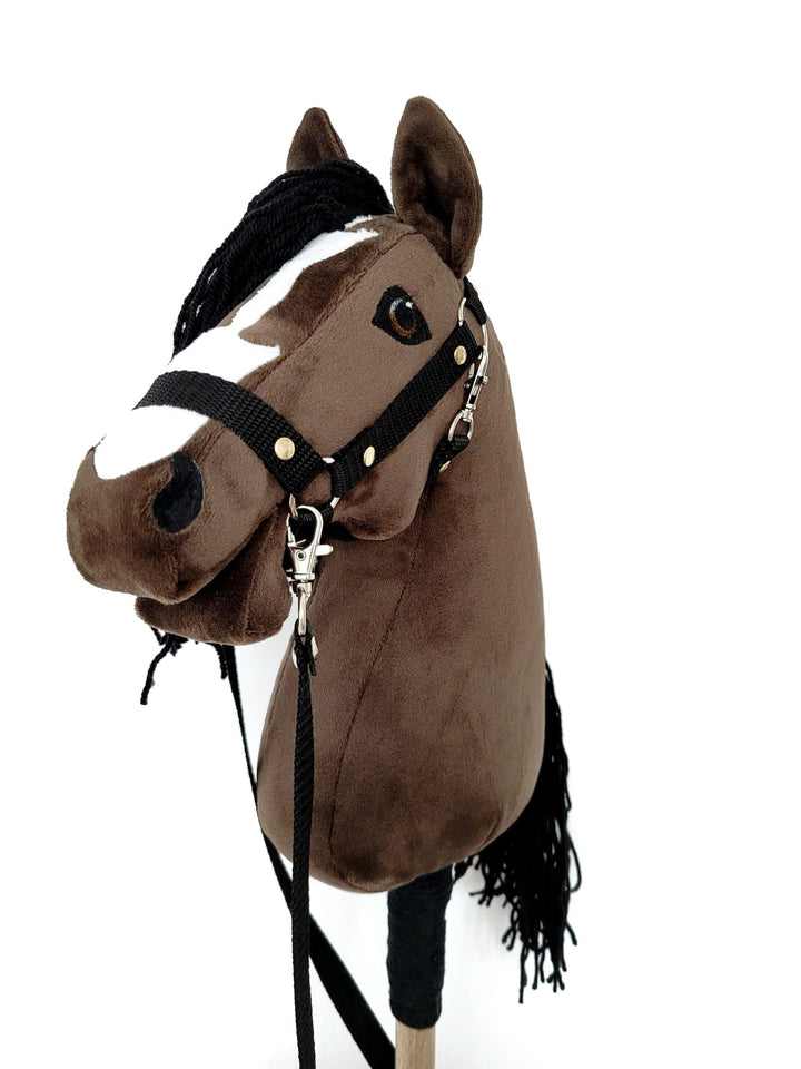 Steckenpferd A4 (Pferd auf einem Stock) Hobby Horse A4 komplett mit Kantar wie auf dem Foto (Dunkelb