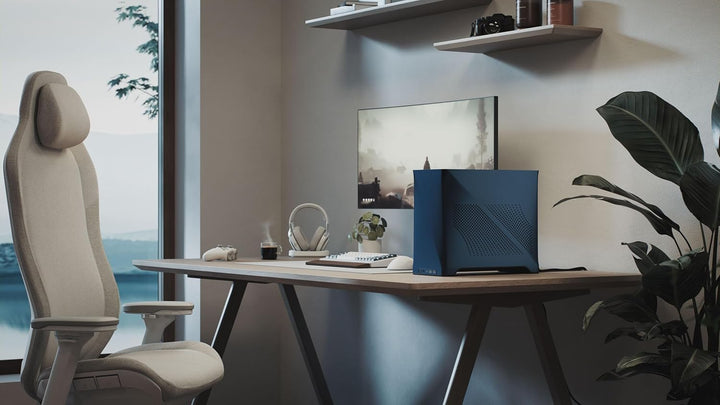 Fractal Design Era 2 ITX PC Case in Midnight Blue – Sleek Anodized Aluminum, Solid Walnut Top, Suppo