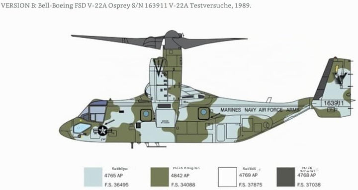 Italeri Boeing 1463 1:72 V-22 Osprey Tilt Rotor-Bausatz, Standmodellbau, Basteln, Hobby, Kleben, Pla