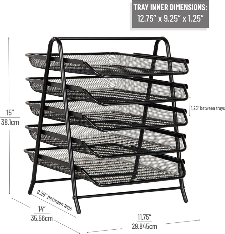 Mind Reader Network Collection 5-stöckiges Papierablage Aktenaufbewahrung Desktop Organizer Metallne