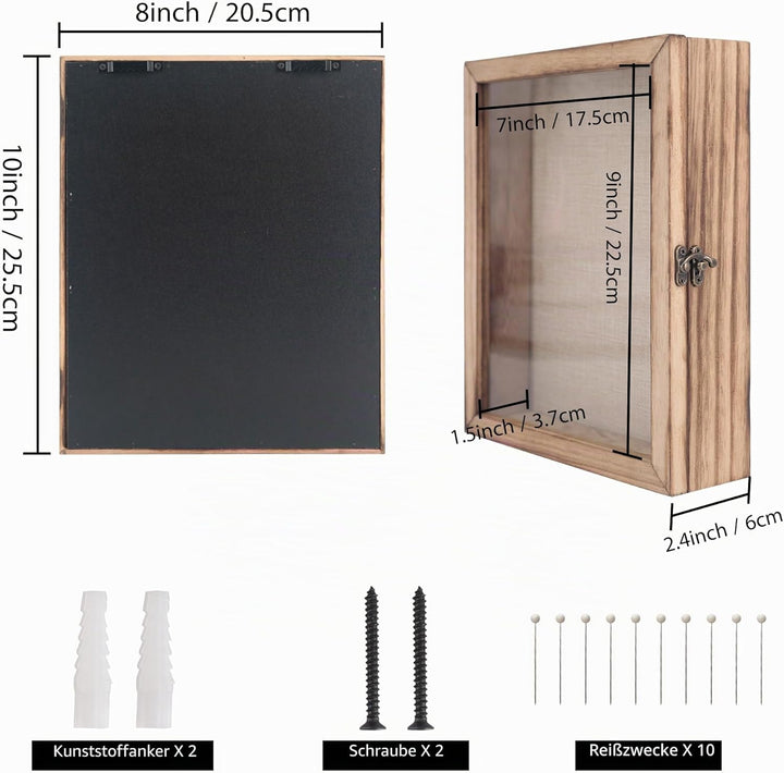 GraduatePro 3D Bilderrahmen zum Befüllen Glasscheibe Holz Box für Objektrahmen DIY Tiefer Rahmen Fot