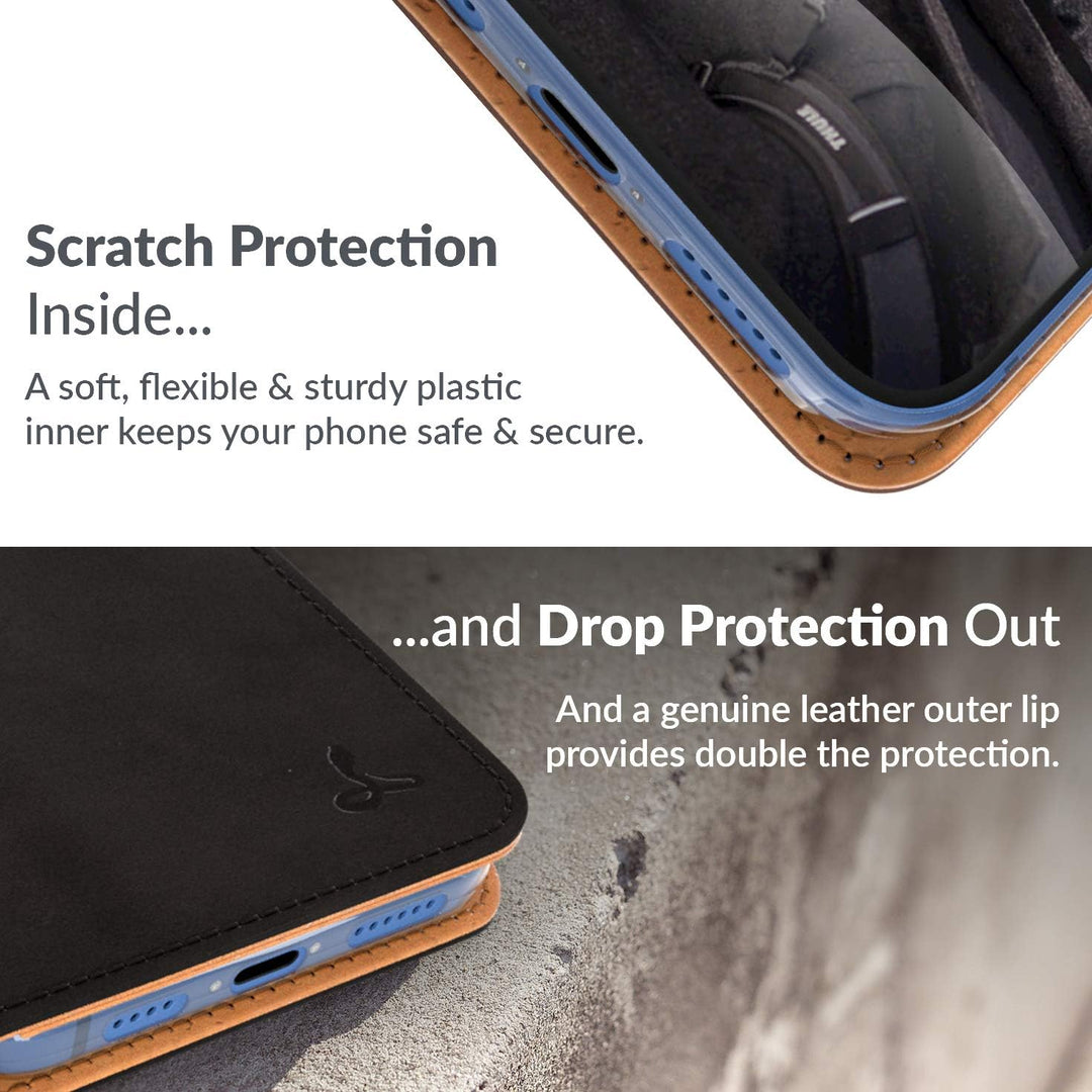 Snakehive iPhone 12 Pro Hülle Leder | Stylische Handyhülle mit Kartenhalter & Standfuss | Handyhülle