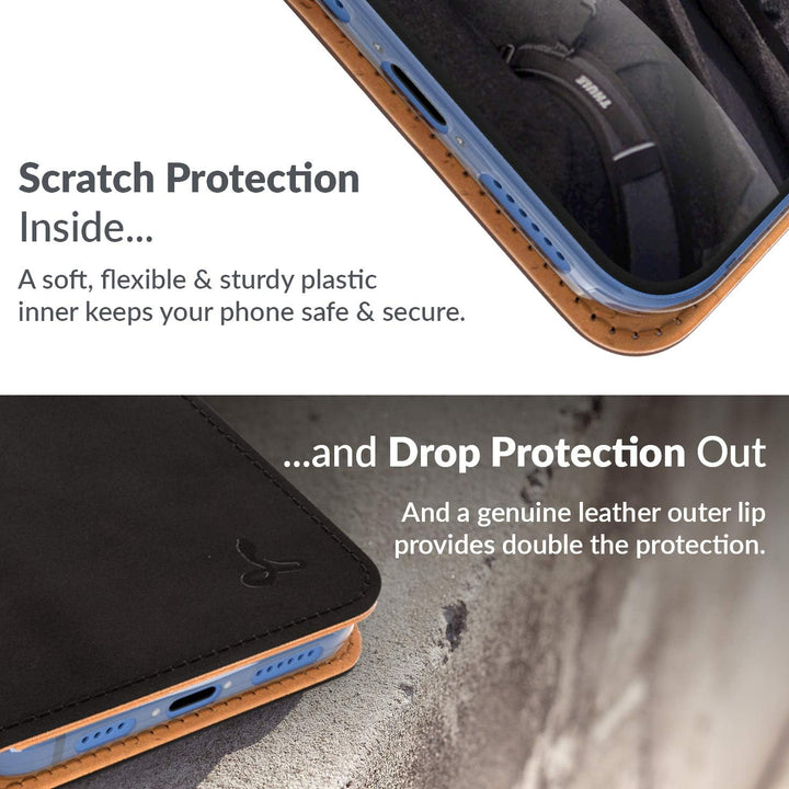 Snakehive iPhone 12 Pro Hülle Leder | Stylische Handyhülle mit Kartenhalter & Standfuss | Handyhülle