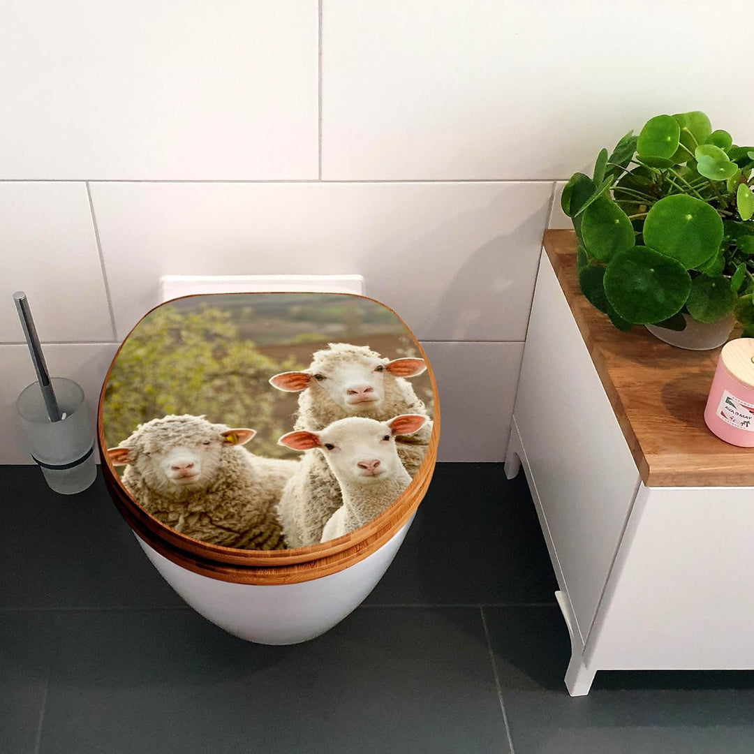 banjado Design WC Sitz Bambus Absenkautomatik 45,8x37,5cm - Toilettendeckel mit Absenkautomatik Holz