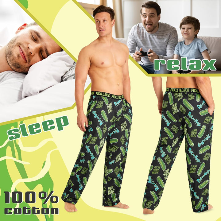 RICK AND MORTY Herren-Schlafanzughosen - Weihnachts Pyjamahosen für Herren - Schlafhose Herren Lang