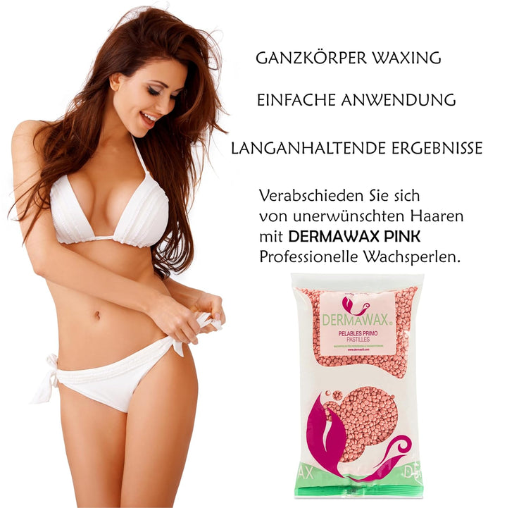 Dermawax 1 kg Pink Wachsperlen Heisswachs Waxing Perlen zur Haarentfernung Anwendung ohne Wachsstrei