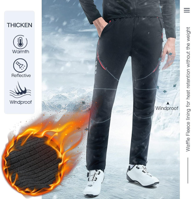 Santic Fahrradhose Lang Herren Radhose Winter Verdickte Thermo Fleece Outdoorhose Laufhose Winddicht