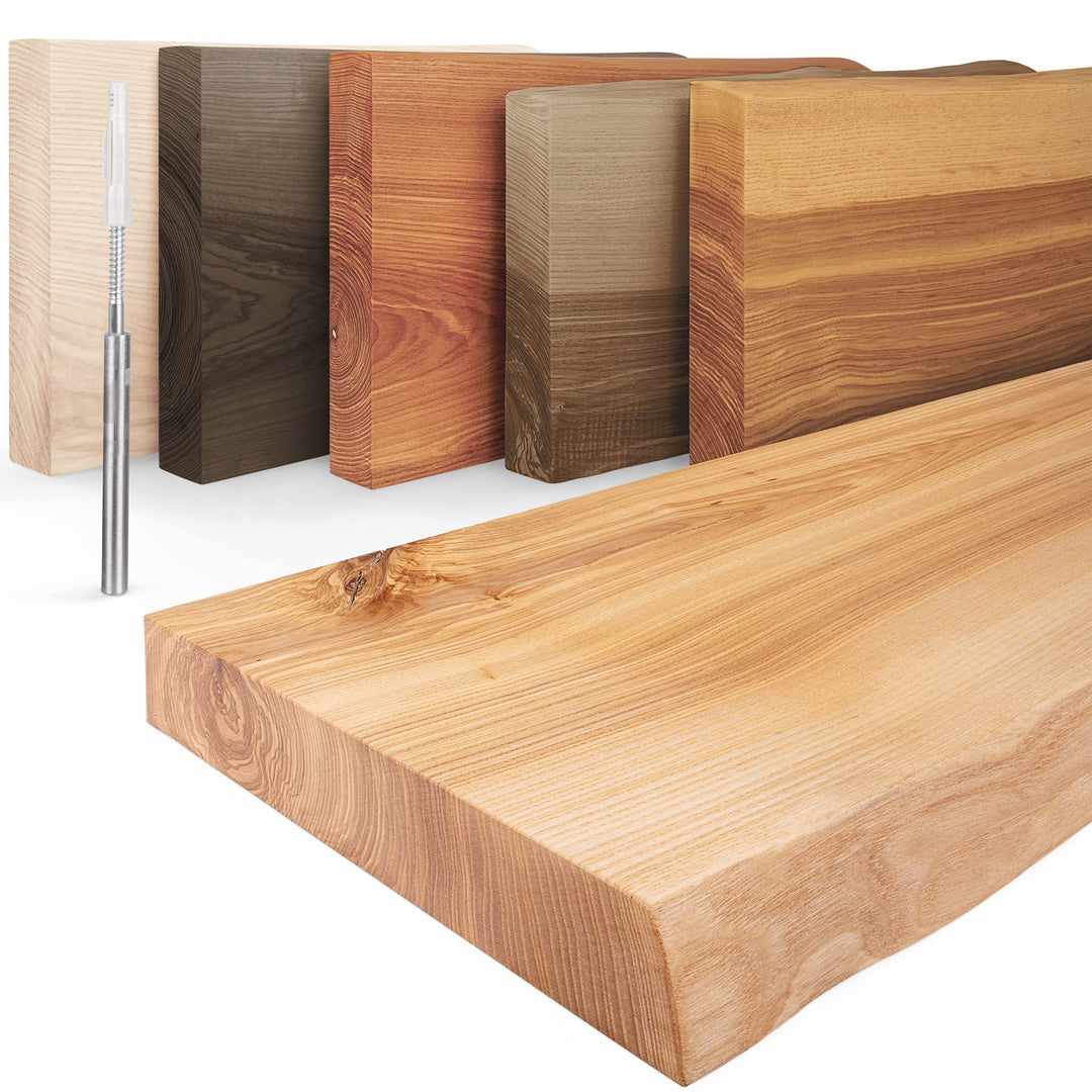 LAMO Manufaktur Schweberegal Holz mit unsichtbarer Befestigung | Wand Regal 40 cm breit für Badezimm