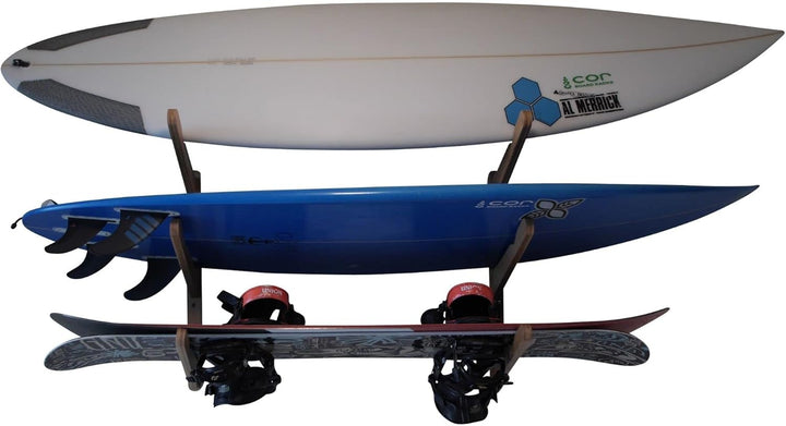 COR Surf Holz Surfbrett Wandhalterung für Surfbretter, Snowboards, Skateboards, dreistufiger Surfbre