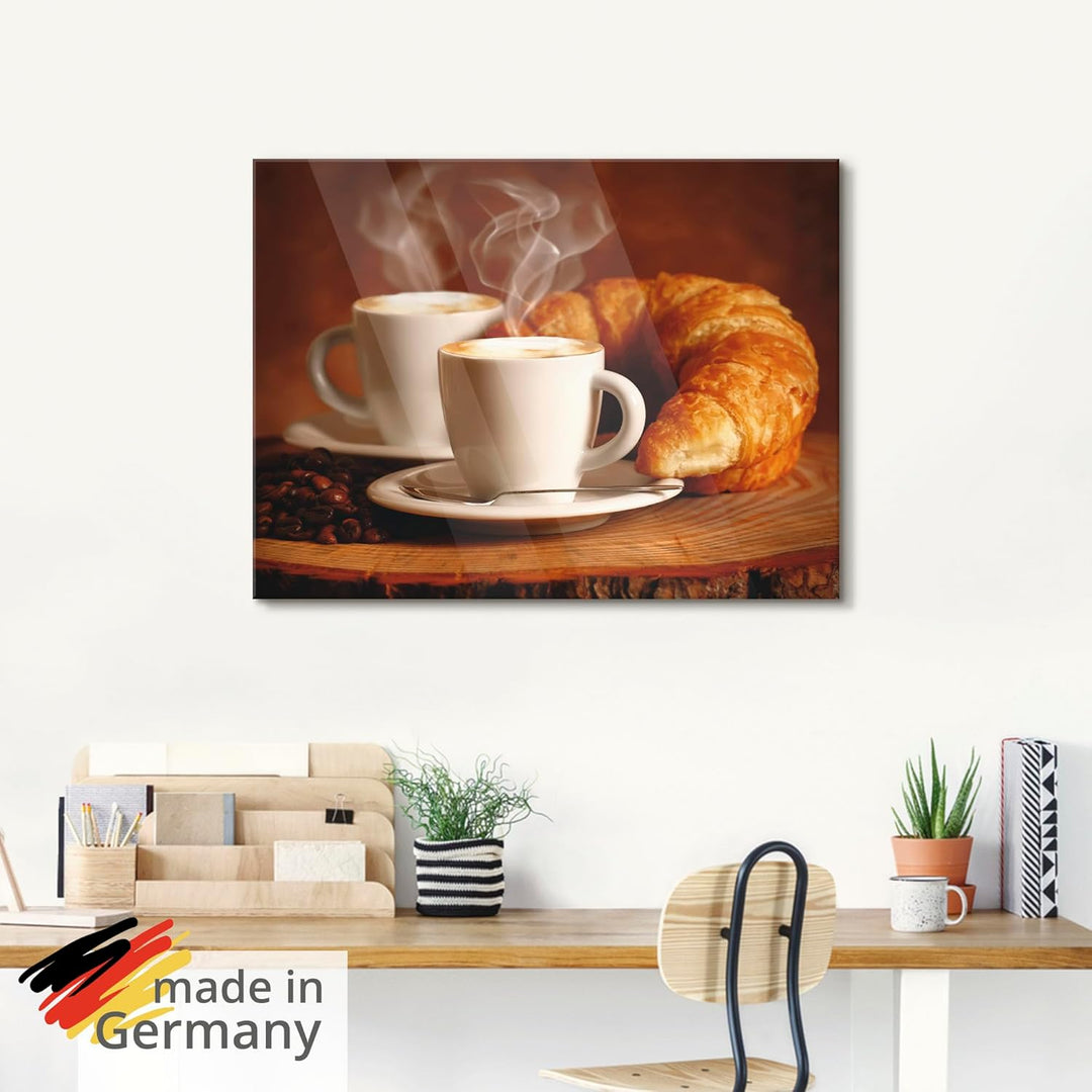 ARTland Glasbilder Wandbild Glas Bild einteilig 60x30 cm Querformat Kaffee Coffee Cafe Cappuccino Ka