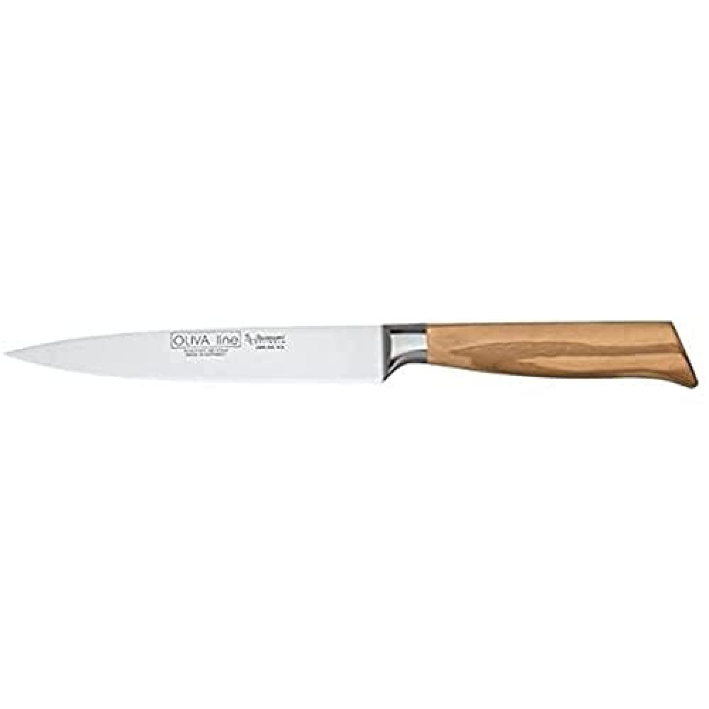 Burgvogel Solingen Filiermesser 15 cm geschmiedet Olivenholz, Oliva Line, rostfrei, deutsches Fileti