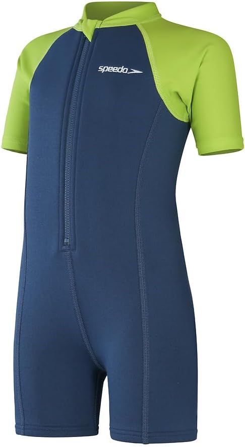 Speedo Jungen Learn To Swim Essential Wetsuit Badeanzug, Harmony Blau/Grün Lizard, 5 Jahre