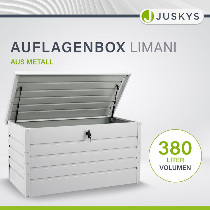 Juskys Metall Aufbewahrungsbox Limani 380 Liter - Outdoor Box - wasserdicht, abschliessbar - Gartenb