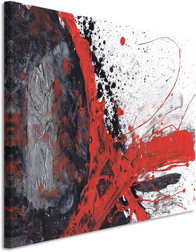 Paul Sinus Art 120x80cm Leinwandbild Leinwanddruck Kunstdruck Wandbild rot schwarz grau weiss gemalt