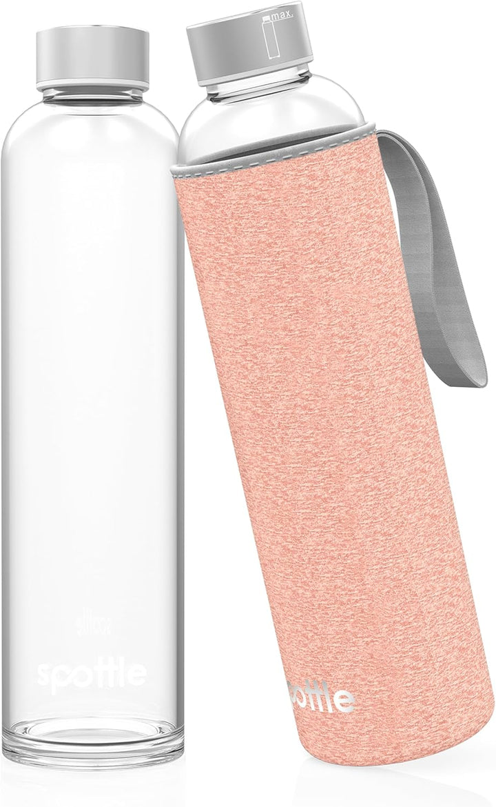 spottle Trinkflasche aus Glas 1l - Glasflasche 500ml - 750ml - 1 liter mit Neoprenhülle/Schutzhülle