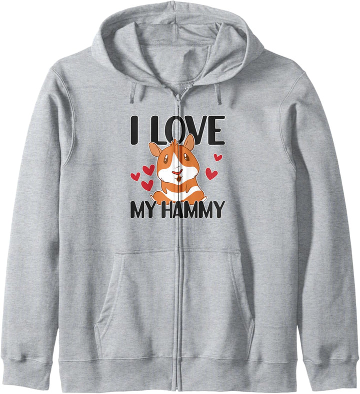I Love My Hammy lustiger Hamster Spruch mit Herz Kapuzenjacke