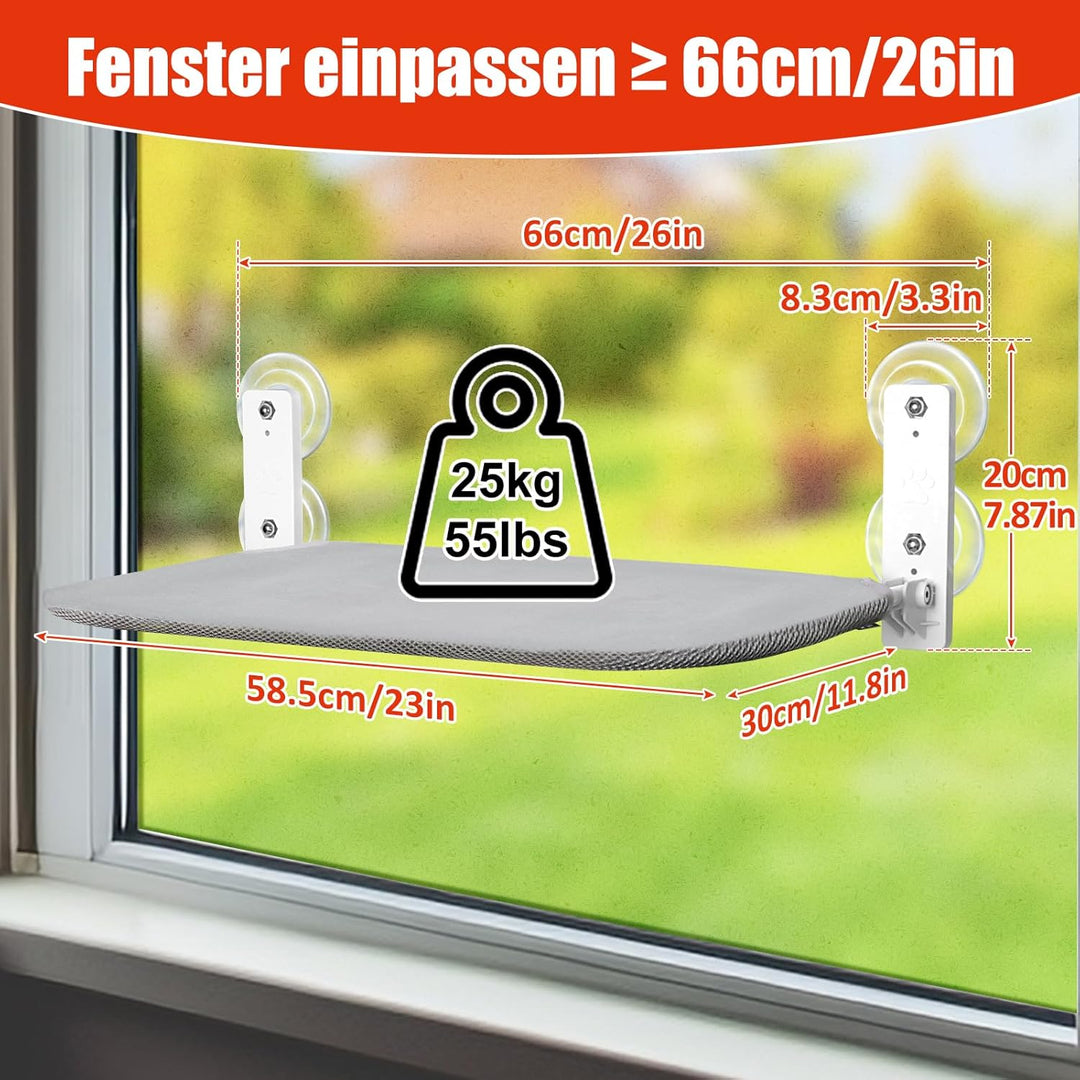 GUUSII HOME Fensterliege für Katzen Hängematte Fensterplätze Katzenbett Fenster Faltbare Katzenhänge