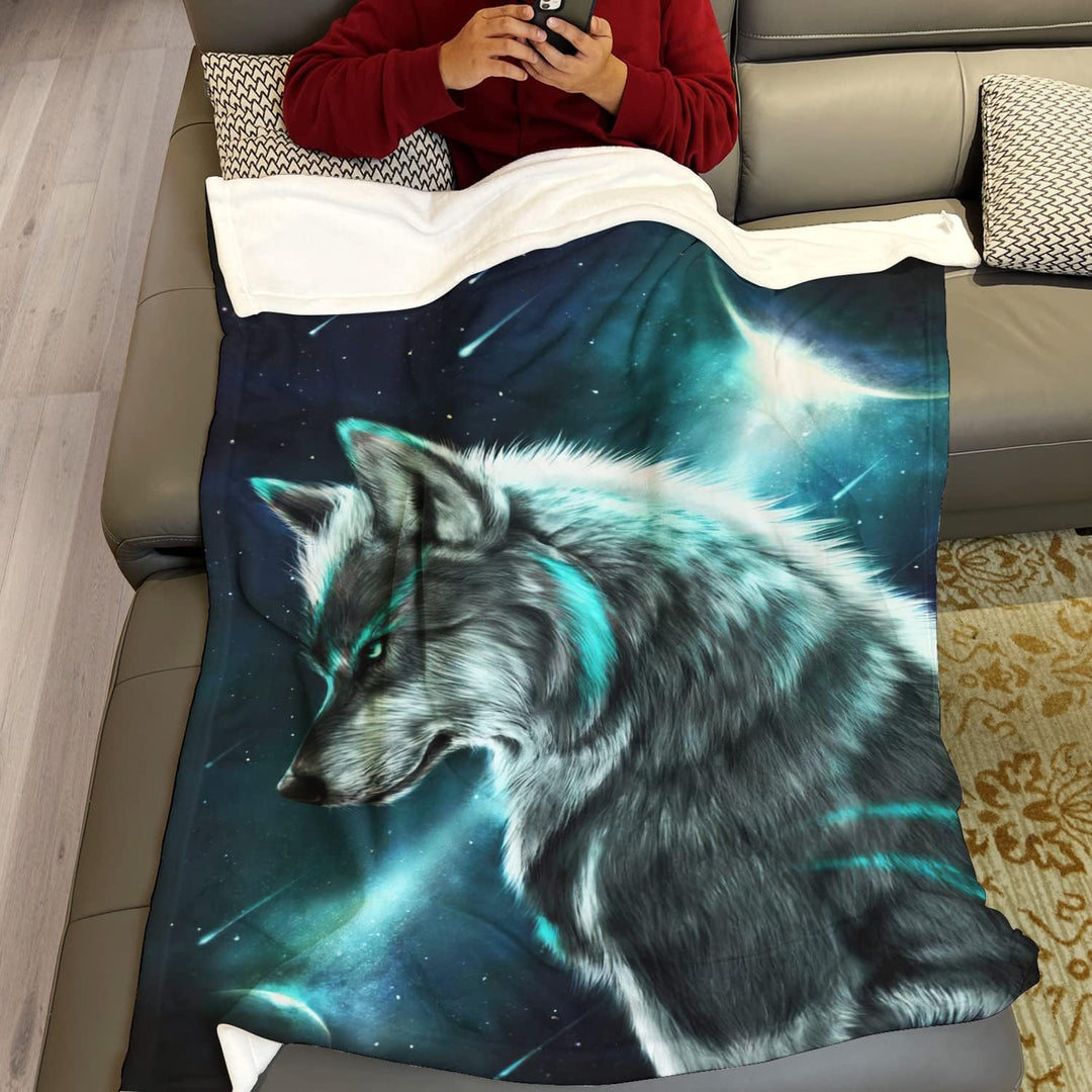 Violetpos 150 x 200 cm Flanell Decke Weich Fleecedecke Kuscheldecken SanftBettüberwurf Wolfslord Pop
