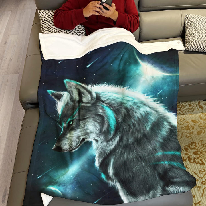 Violetpos 150 x 200 cm Flanell Decke Weich Fleecedecke Kuscheldecken SanftBettüberwurf Wolfslord Pop