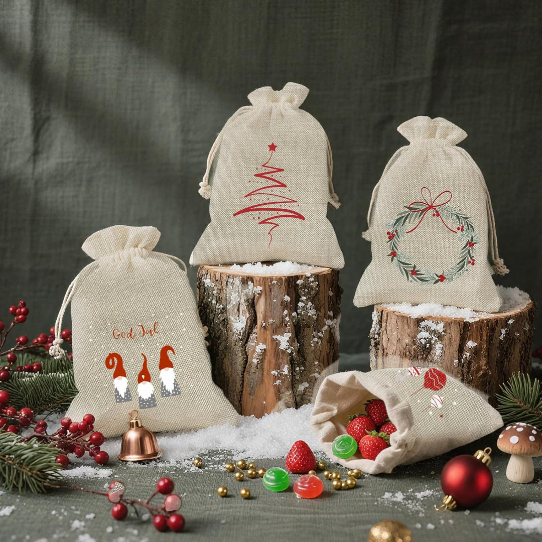 Geschenkverpackung Weihnachten Jutesäckchen20x30,6Stücke Nikolaussäckchen Weihnachtstüten Gross,Gesc
