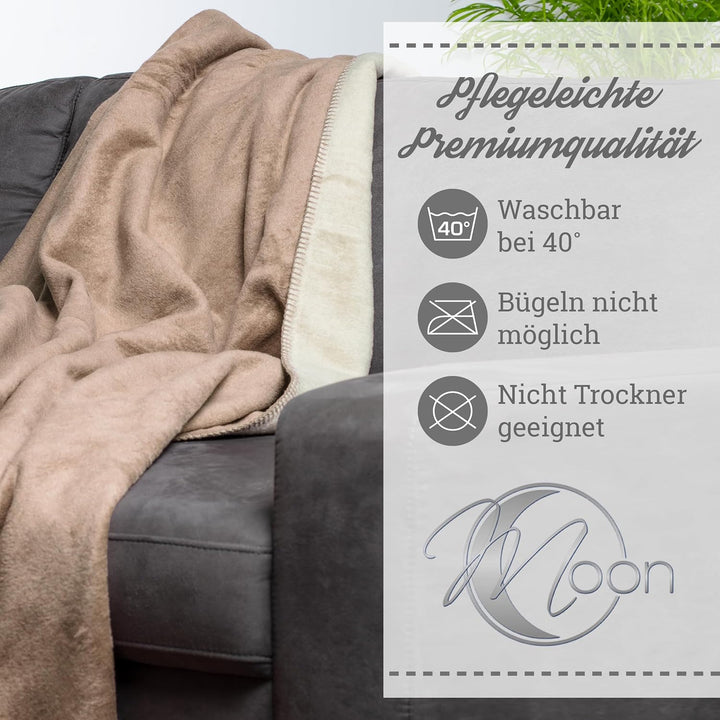 Moon Doubleface Kuscheldecke, Wohndecke aus Baumwollmischung - ca. 150x200 cm mit geketteltem Rand (