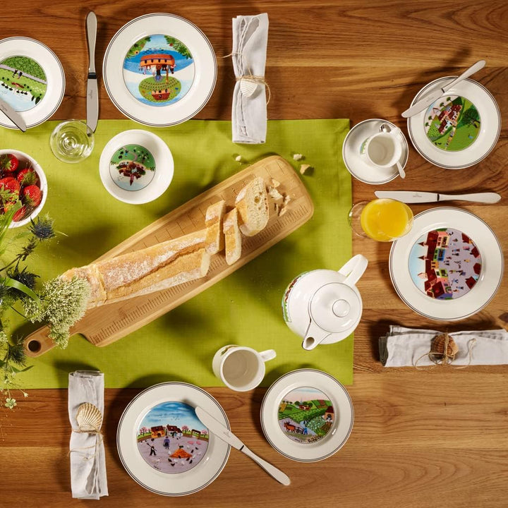 Villeroy und Boch Design Naif Brotteller "Feldarbeit", 17 cm, Premium Porzellan, Weiss/Bunt Brottell