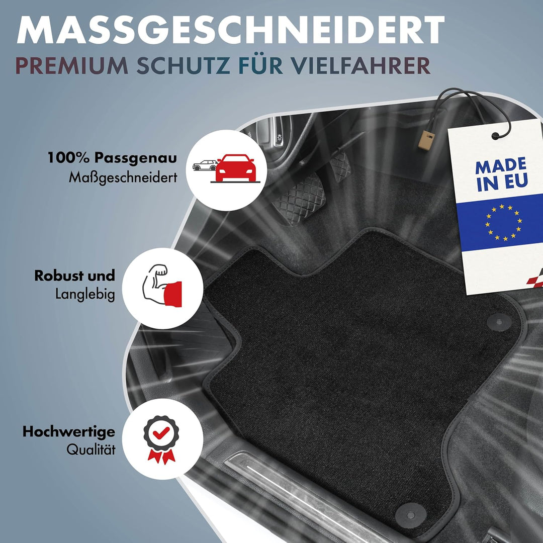 WALSER Premium Auto Teppiche kompatibel mit VW Scirocco 2008-2017, Golf VI 2008-2014, Jetta IV 2008-