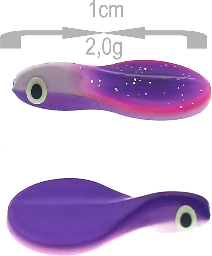 Njord Kalastus Inline Spoon Forelle in Box | UV Aktiv und Selbstleuchtende 3D Augen | Durchlaufblink