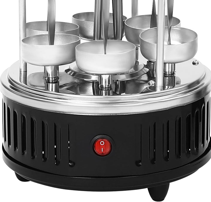 Vertikaler Edelstahl Elektro-Tischgrill inkl. 6 Spiesse, BBQ Vertikalgrill Rundgrill für Schaschlik-
