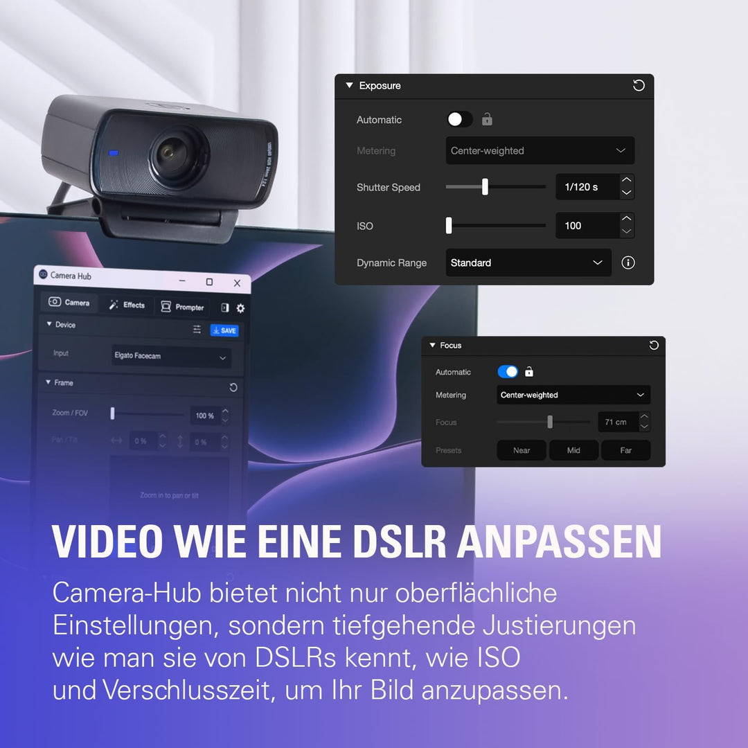 Elgato Facecam MK.2 – Erstklassige Full-HD-Webcam für Streaming, Gaming, Videokonferenzen, Aufnahme,
