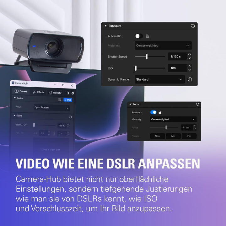 Elgato Facecam MK.2 – Erstklassige Full-HD-Webcam für Streaming, Gaming, Videokonferenzen, Aufnahme,