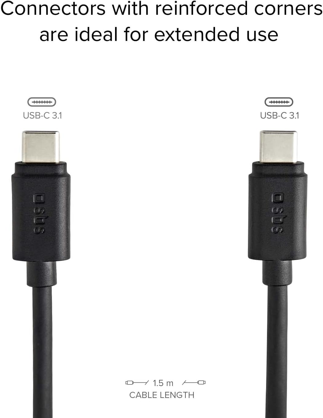 SBS CABLE DATOS/CARGA USB 3.1 TYPE C - TYPE C 1,5MTS