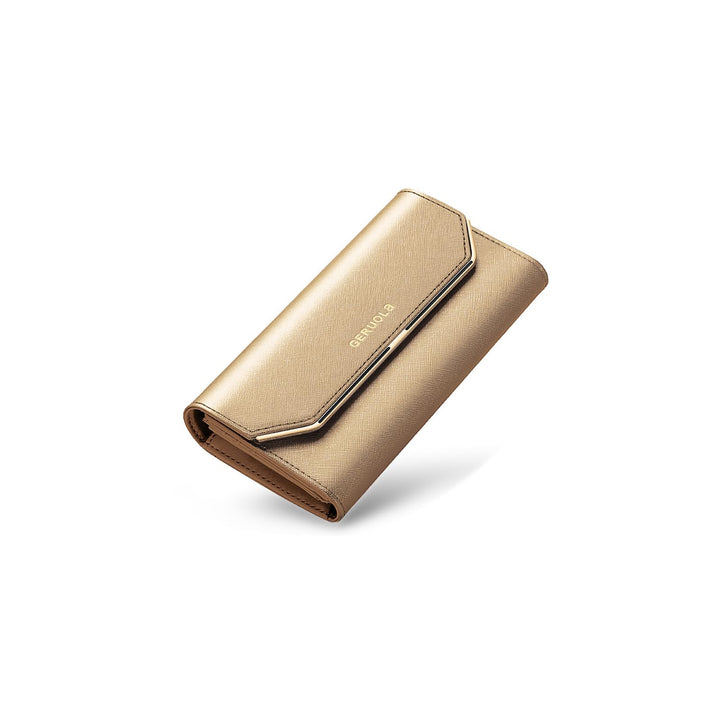 Geldbeutel Damen Leder Geldbörse RFID Schutz Large Portemonnaie Minimalistisch Lange Brieftasche Gol