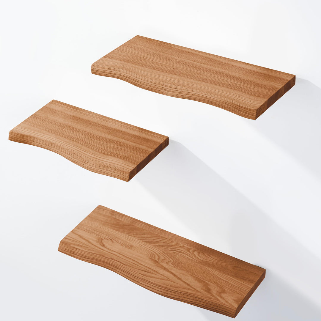 LAMO Manufaktur 3 Stück Wandregal aus Holz mit unsichtbarer Befestigung 40/35/30cm | Wandregal aus 1