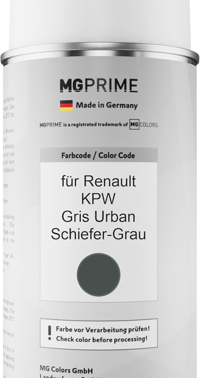 MG PRIME Autolack Sprühdosen Set für Renault KPW Gris Urban/Schiefer-Grau Basislack Klarlack Spraydo