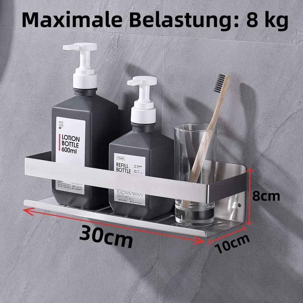 Duschablage ohne Bohren Gebürstetes Nickel, Duschregal Wandmontage Edelstahl SUS304 Rostfreier Dusch