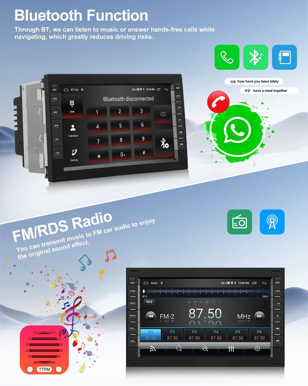CAMECHO 2G+64G Android 13 Autoradio mit Navi für VW Golf 4 Polo Sharan Jetta MK4 Transportor T5,7 Zo