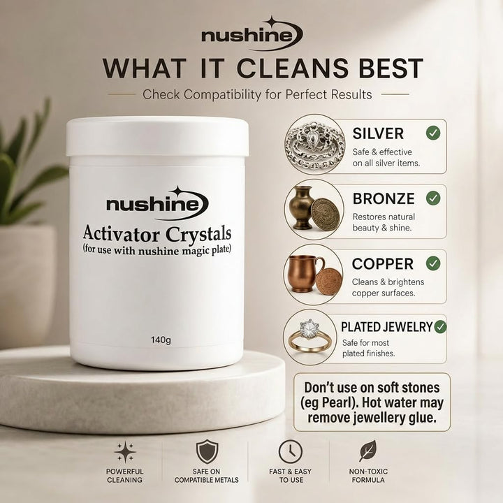 Nushine Aktivator-Kristalle 140 g (zur Verwendung mit Magischer Reinigungs-Platte)