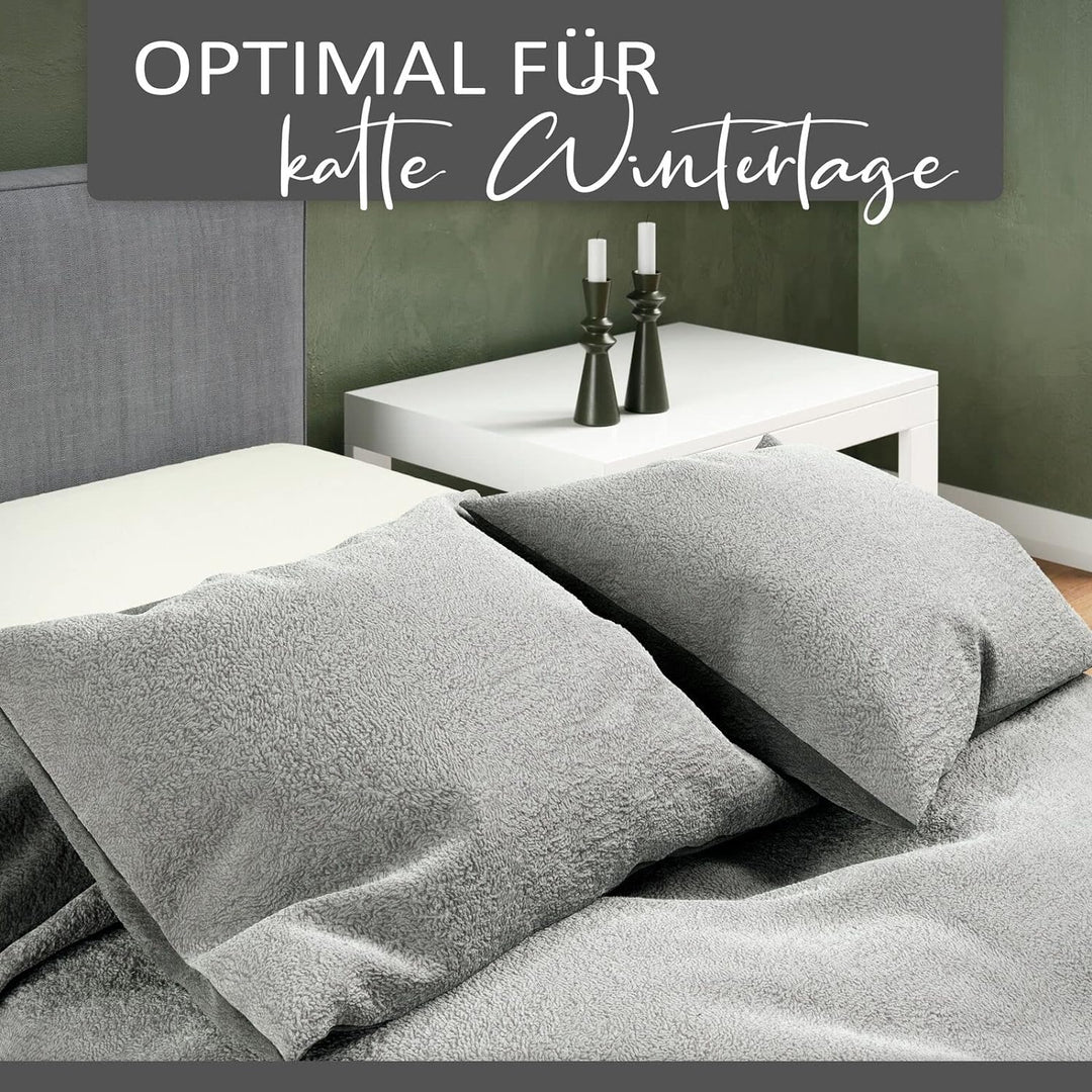 Leonado Vicenti Teddyplüsch Bettwäsche 4 TLG 155x220 cm Cashmere Touch Warme Winter Uni Bettbezug De