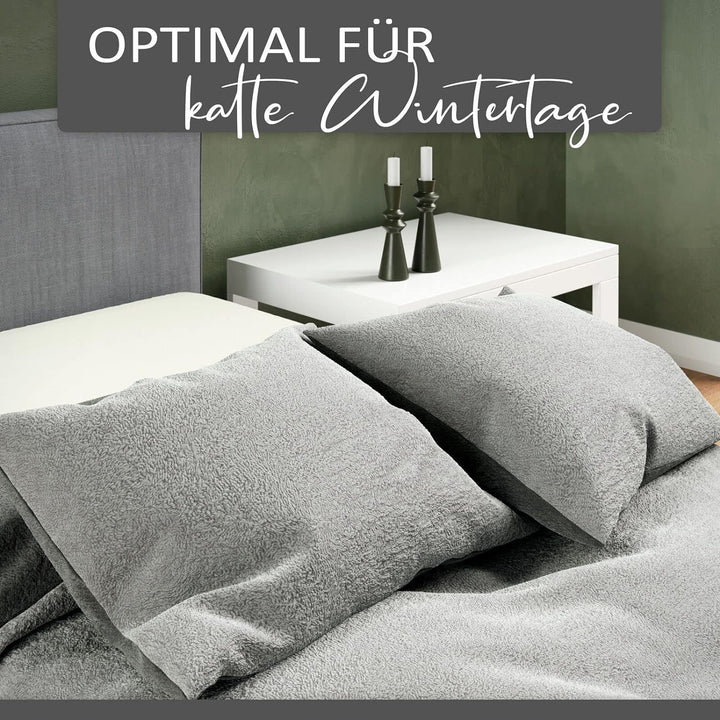 Leonado Vicenti Teddyplüsch Bettwäsche 4 TLG 155x220 cm Cashmere Touch Warme Winter Uni Bettbezug De
