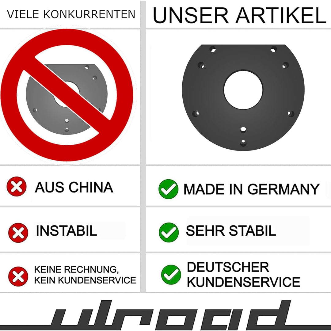 ULROAD Grundplatte Gleitplatte Fräsplatte passend für Bosch POF1400ACE 1200AE Oberfräse Fräse Router