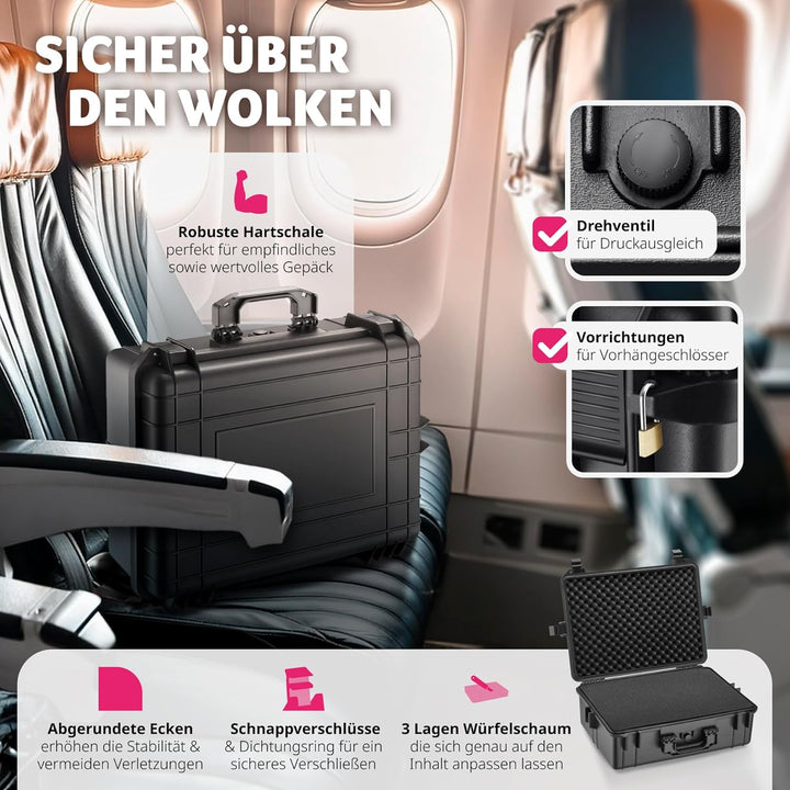 tectake® Kamerakoffer, Universalkoffer, Outdoor Box wasserdicht als Transportkoffer, Hardcase zur La