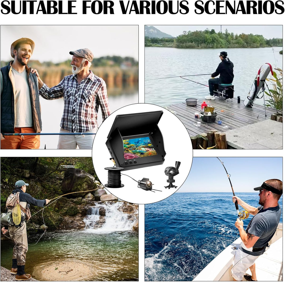 Fischfinder, Fish Finder Kamera IP65 Wasserdicht Unterwasser Kamera mit 5 Zoll IPS Display 8000mAh A